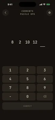 Sequences puzzle screen - puzzle 095, chapter 3 currents, guessing the fifth number in a sequence