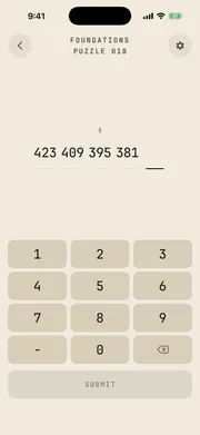 Sequences puzzle screen - puzzle 018, chapter 1 foundations, guessing the next number in a sequence